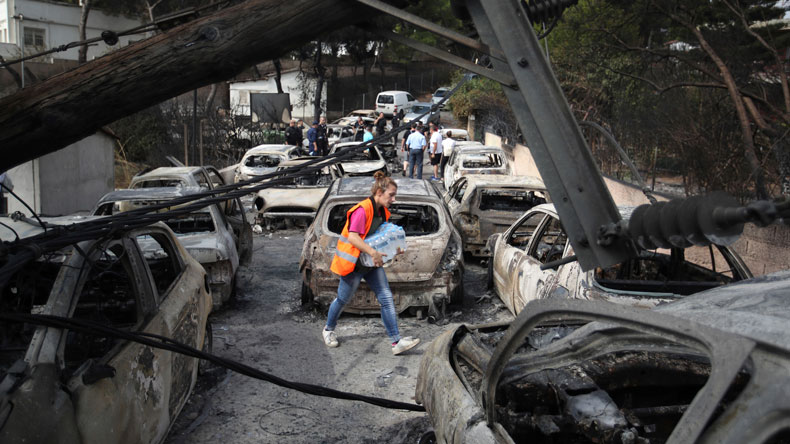 Greek holiday village of Mati after forest fire