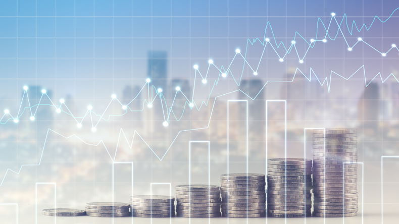 Share prices and money concept