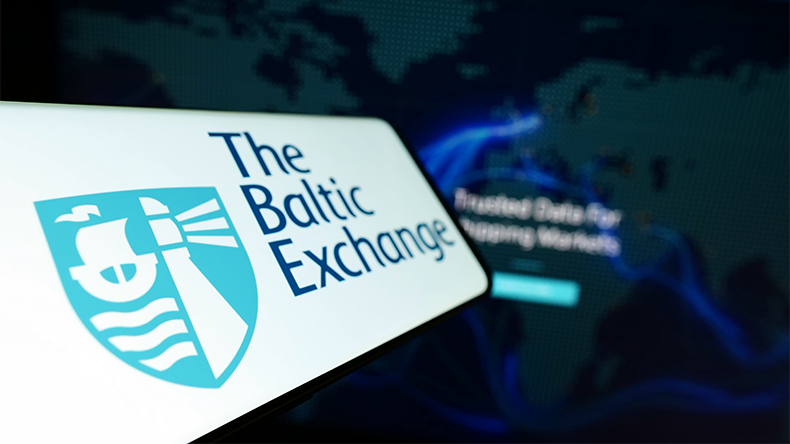 The Baltic Exchange on screen in front of business website