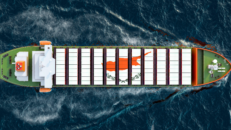 Containership with Cyprus flag