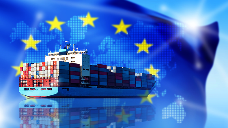 Containership with flag European Union
