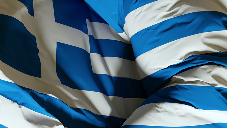 Flag of Greece flying in wind
