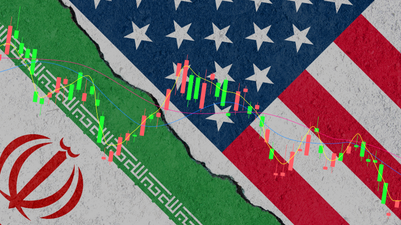 stock chart iran US flags by adobe