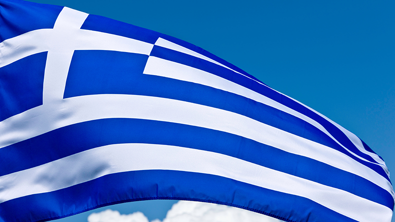 Greek flag fluttering