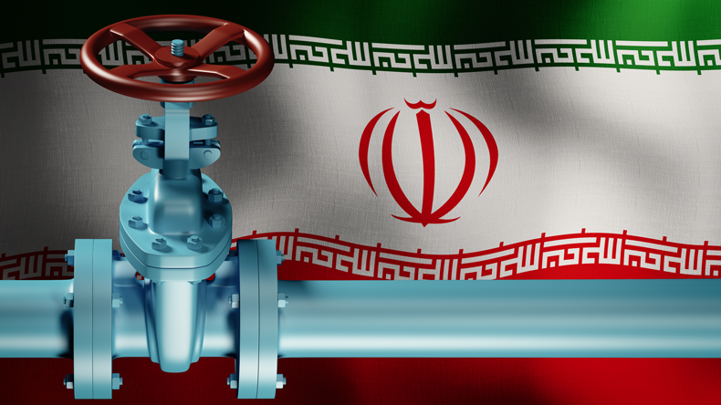 Iran flag and pipe