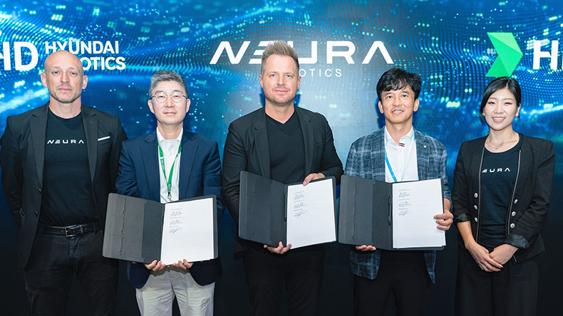 HD Hyundai Samho, HD Hyundai Robotics and Neura Robotics at a signing ceremony