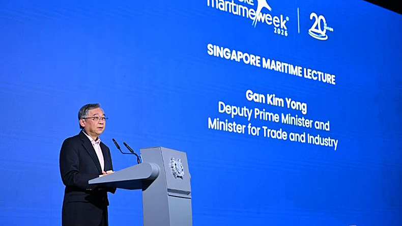 Singapore's Deputy Prime Minister Gan Kim Yong speaking at Singapore Maritime Week April 2026.