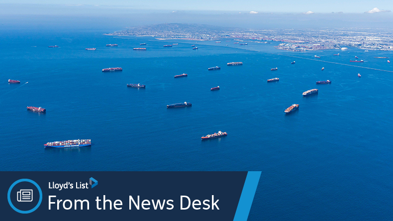 Huntington Beach, California ships waiting to berth