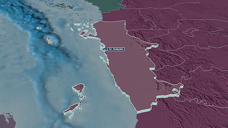 An image of a map of Yemen showing Hodeidah