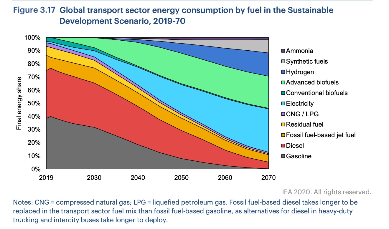 Global transport energy consumption by fuel