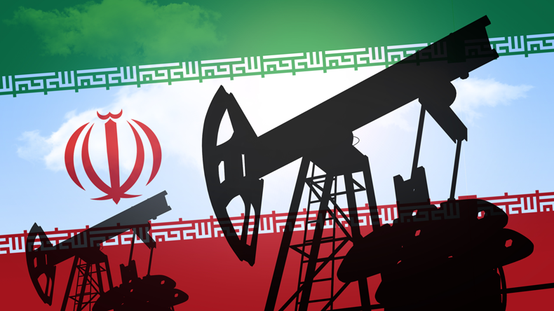 Iran flag and oil production