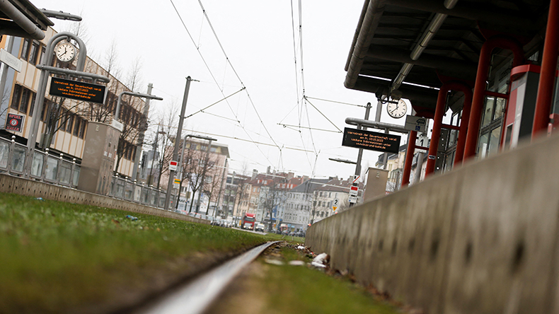 Empty Lippestrasse city railway station as German trade union Verdi strikes for a wage rise in the public sector