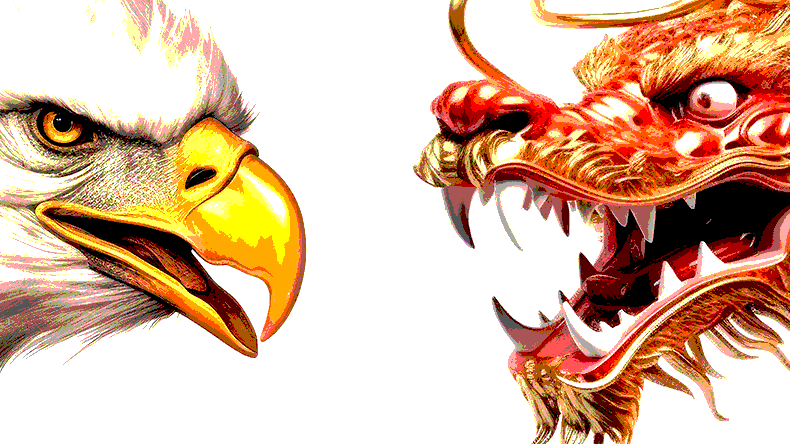 American eagle and Chinese dragon. Concept for economic trade