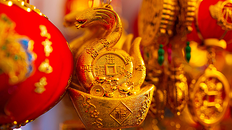 A photograph of a snake charm for the Chinese New Year of the Snake