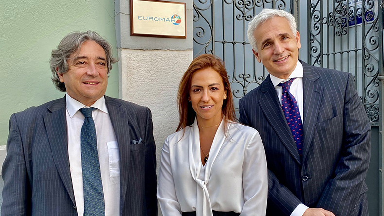 From left: Portugal’s minister of Maritime Affairs Ricardo Serrao Santos, Carla Olival, Euromar executive director Greece & Middle East , and Greek representative Angelos Roupas-Pantaleon credit: Euromar