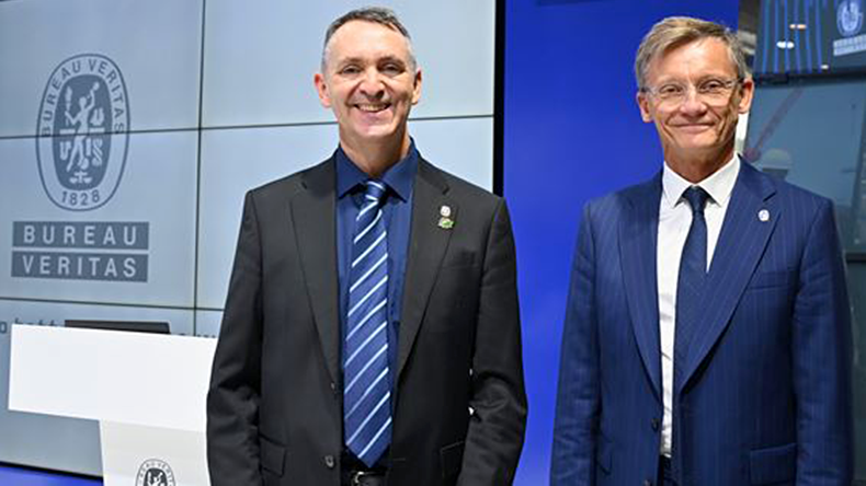 BV’s President of Marine & Offshore Alex Gregg‑Smith, left, with Executive Vice President, Industrials and Commodities, Matthieu de Tugny, right.