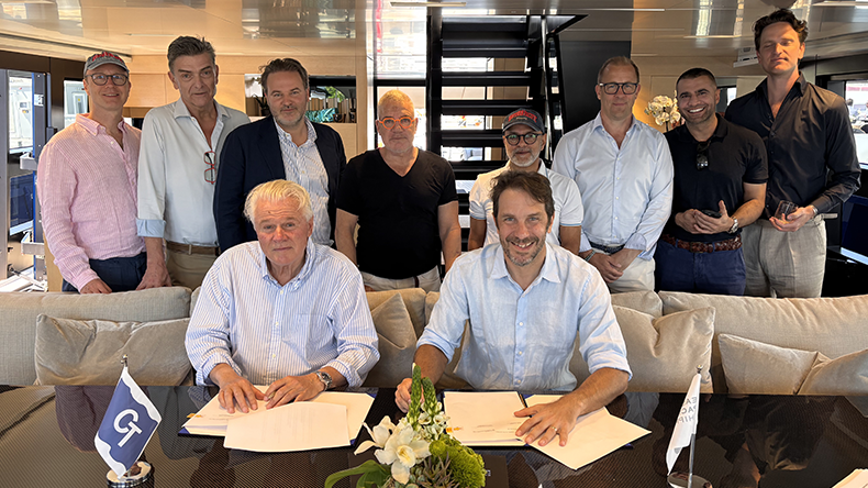 EPS x Champion at Posidonia_Back from left: Thomas Hansen, EPS Commercial Director; Knut Estensen, EPS Senior Commercial Advisor; Henning Kvalheim, Champion Tankers Chartering Director; Idan Ofer; Rajeev Ahuja, EPS Commercial Director; Alexander Pettersson, Director at Raffles Shipping; Dhruv Chopra, EPS Commercial General Manager; Nicolai Estensen, Raffles Shipping. Front from left: Karl Kvalheim, Champion Tankers Chairman; Cyril Ducau, EPS CEO