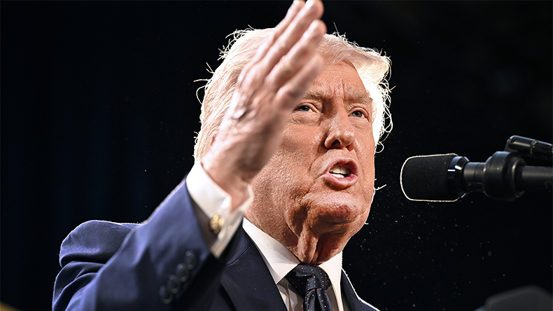 US President Donald Trump speaks to the Republican Members on March 9, 2026
