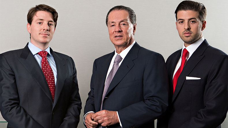 Eyal Ofer, centre, with sons Daniel, left, and David, Zodiac Maritime 