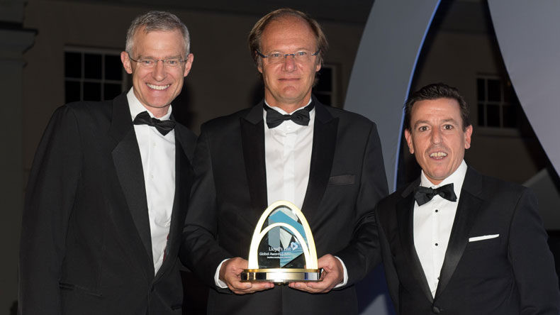 Nicolas Sartini receiving the Lloyd's List award 2017