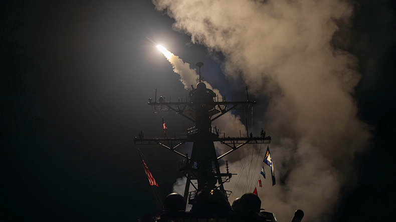 Guided-missile destroyer USS Gravely launches Tomahawk missile
