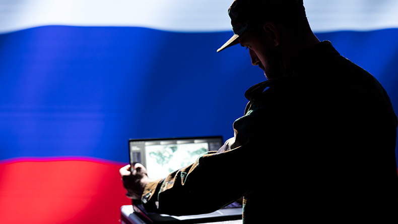 Russian Federal Security Service using laptop to scan approaching rockets