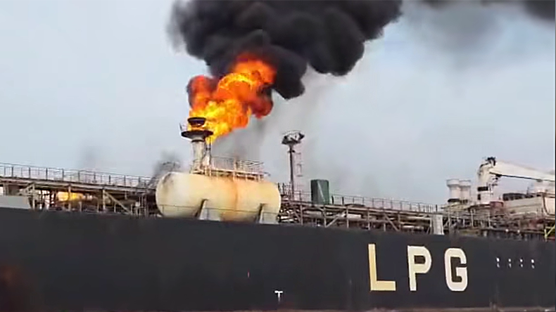  LPG carrier CLIPPER on fire at Ras Isa oil terminal in Yemen