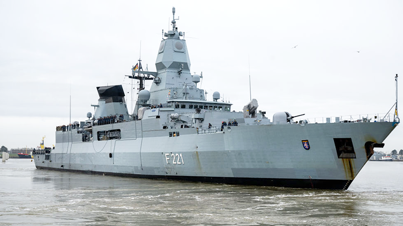 Germany’s F124 type, Hessen, with a crew of approximately 240, joins the international EUNAVFOR ASPIDES force to protect commercial vessels from attack by Houthi rebels.