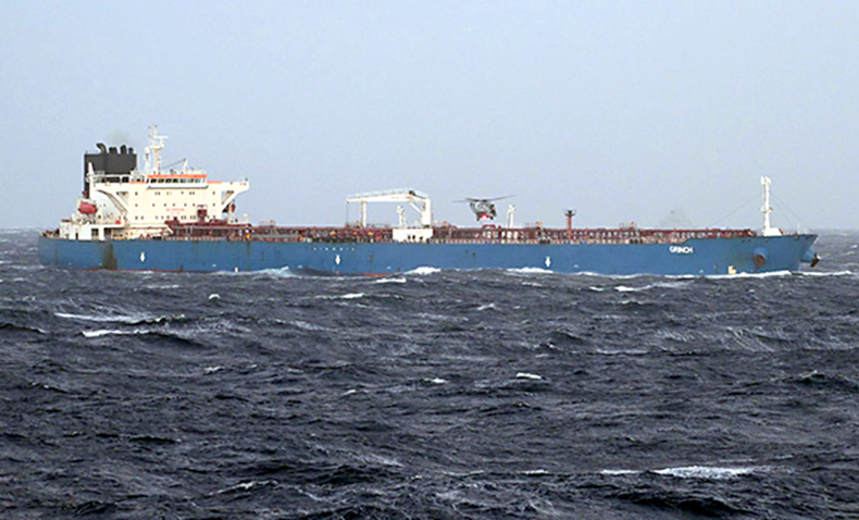 French Joint Staff of the Armed Forces board Grinch tanker at sea