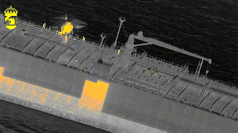 Swedish Police and Swedish Coast Guard boarding sanctioned product tanker Sea Owl I (IMO: 9321172) on Thursday March 12