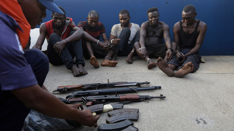 Arrested pirates in Nigeria