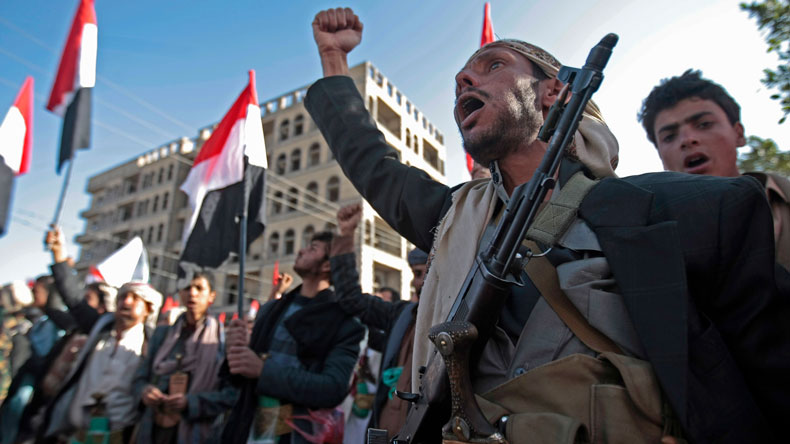 Houthi rebels in Sana'a 