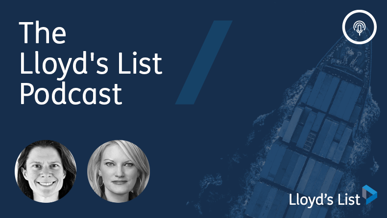 Lloyd’s List podcast with headshots of Agathe Demarais and Leigh Hansson