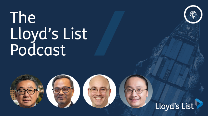 On the podcast from left: SK Lim, of G2 Ocean; Jayendu Krishna, of Drewry; William Khoury, of DP World and Cichen Shen of Lloyd’s List.