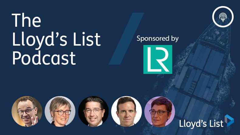 On the Lloyd’s List podcast from left: Jan Dieleman, Claire Wright, Nick Brown, Ed Conway and Katy Ware