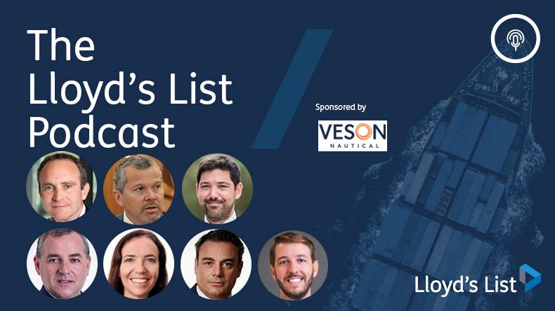 On the Lloyd's List Podcast, clockwise from top left: Andrew McKeran, chief growth officer for Lloyd’s Register; Arsenio Dominguez, IMO secretary-general; Sotiris Raptis, ECSA secretary-general; Joshua Divin, senior vice-president, Marine Business Development, ABS; Costas Delaportas, DryDel Shipping CEO; Cristina Saenz de Santa Maria, interim CEO Maritime at DNV; Polys Hajioannou CEO Safe Bulkers