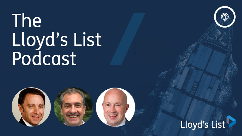 On the Lloyd's List Podcast, from left: Drew Lerner, World Weather; Eirik Hooper, Drewry and Mike Yarwood, TT Club  