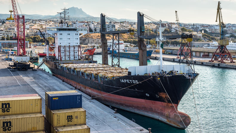 Heraklion, Crete port with containership
