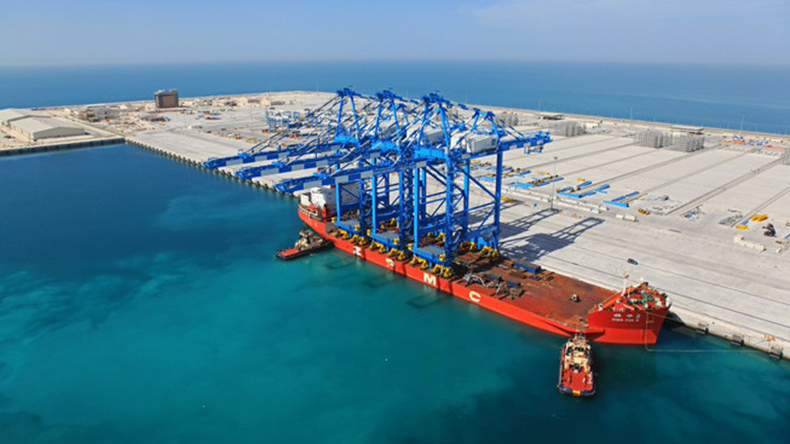 Aerial view of Khalifa port in Abu Dhabi
