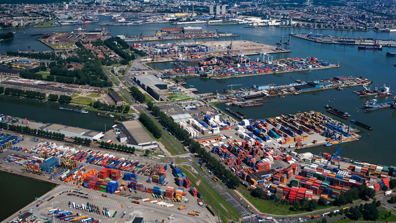 Rotterdam port aerial view