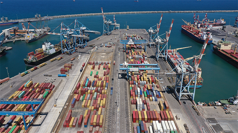 Aerial view of Ashdod port in Israel