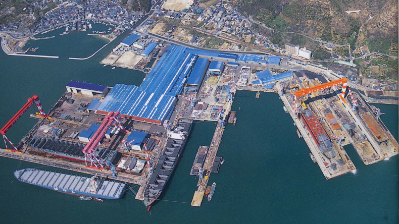 Imabari port aerial view