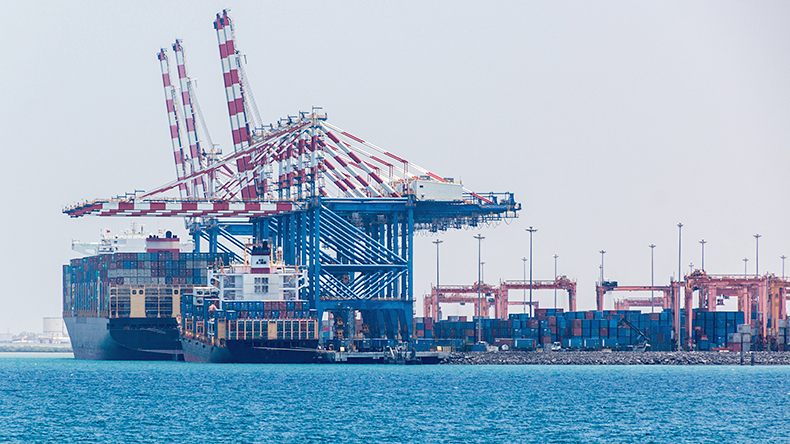 Ships and cranes in the port of Djibouti, capital of Djibouti