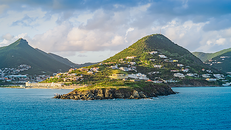 A panoramic landscape view of Philipsburg in St Maarten.