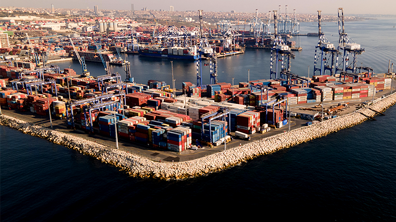 Aerial view of Ambarli international harbour