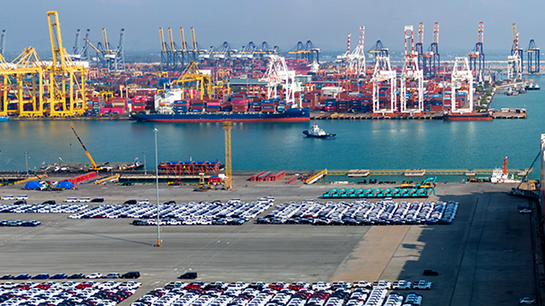 Car export terminal at Yokohama port