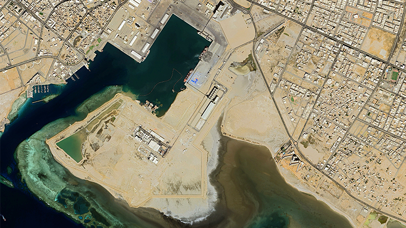 Yanbu Industrial Port and Coastal Refinery Saudi Arabia Satellite View