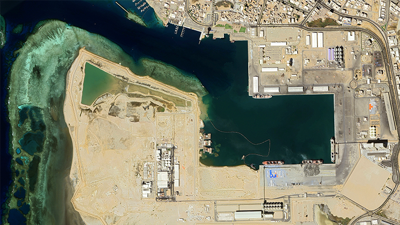 Yanbu Industrial Port and Coastal Refinery Saudi Arabia Satellite View