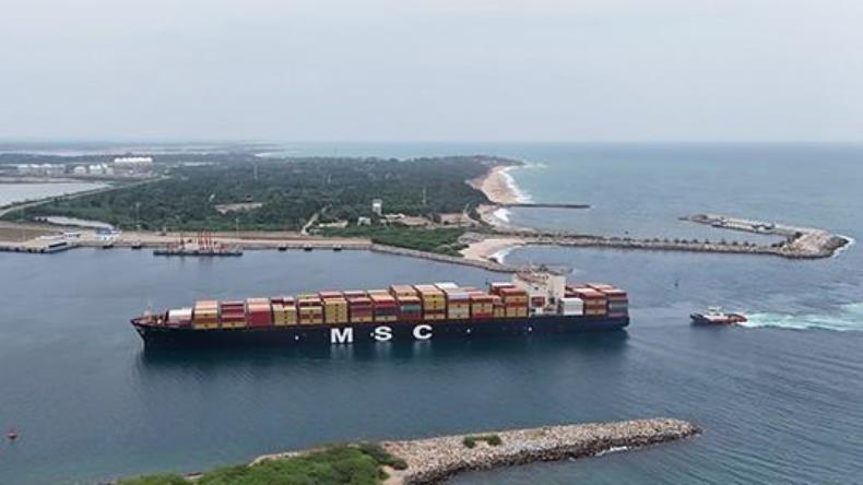 MSC Ingrid entering Hambantota International Port on its maiden call at the port