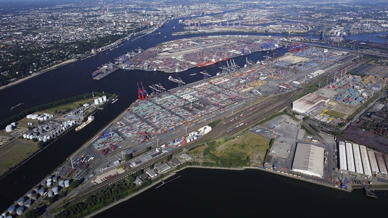 Hamburg port aerial view